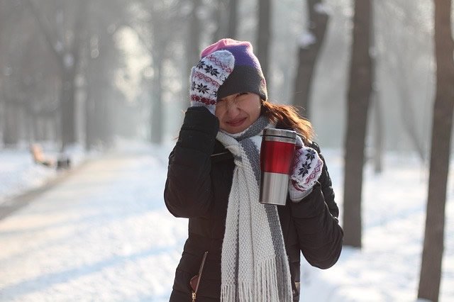 girl and herbal tea mug